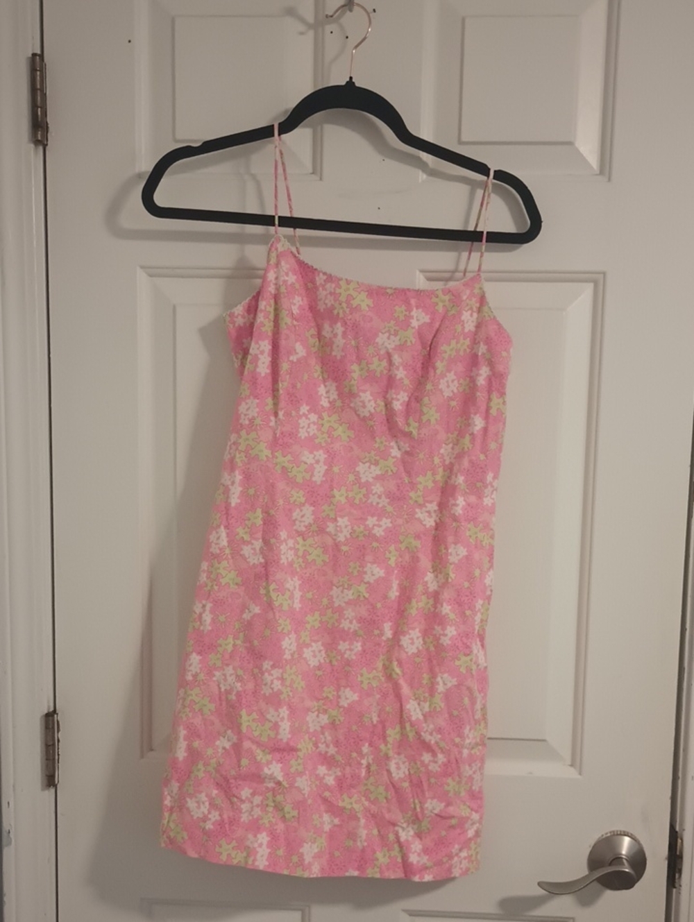 Vintage Lilly Pulitzer pink spaghetti strap floral hippo pattern dress size 4